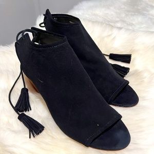 Women's Loeffler Randall Black Suede Open Toe Mules